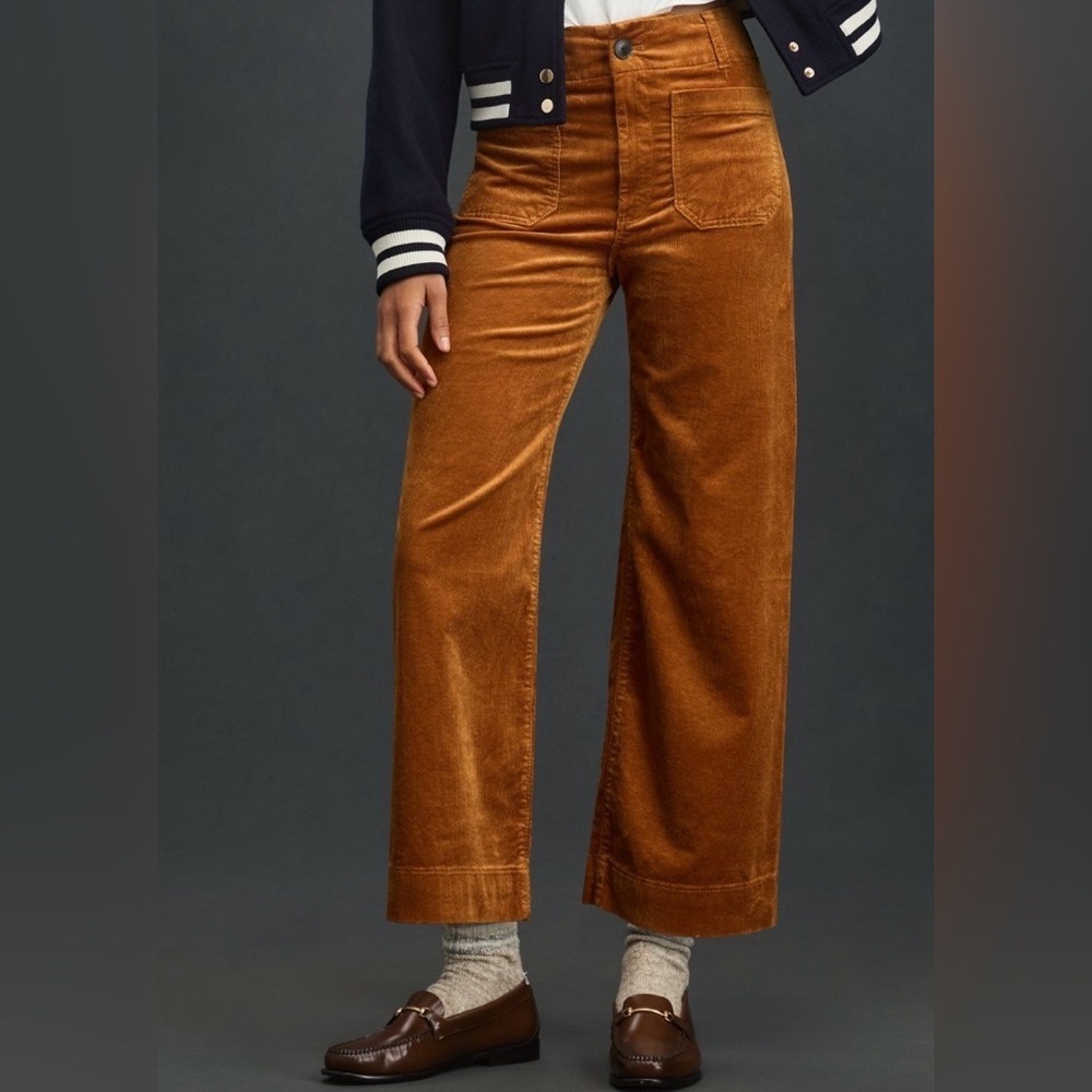 Anthropologie Colette Corduroy Crop Wide-Leg Pants Size 27 NWT